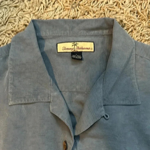 Tommy Bahama VTG Y2K Old Money Cabancore 100%Silk Blue Button Down Shirt SzL - Picture 5 of 6
